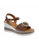 Oh My Sandals Δερμάτινες Πλατφόρμες Καφέ 5984