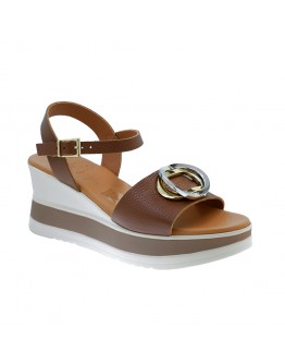 Oh My Sandals Δερμάτινες Πλατφόρμες Καφέ 5984