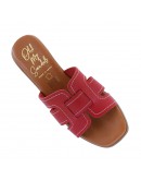 Oh My Sandals Δερμάτινα Mule Κόκκινα 5902