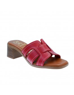 Oh My Sandals Δερμάτινα Mule Κόκκινα 5902