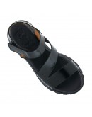 Oh My Sandals Δερμάτινες Πλατφόρμες Μαύρες 5955