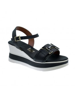 Oh My Sandals Δερμάτινες Πλατφόρμες Μαύρες 5981