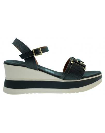 Oh My Sandals Δερμάτινες Πλατφόρμες Μαύρες 5981