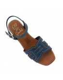 Oh My Sandals Δερμάτινα Πέδιλα Μπλε 5903