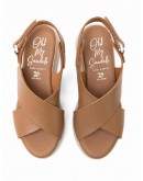 Oh My Sandals Δερμάτινα Πέδιλα Taupe 5943