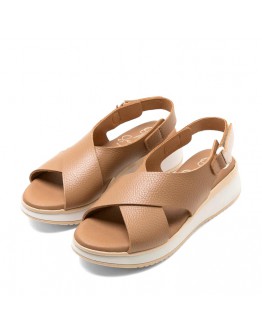 Oh My Sandals Δερμάτινα Πέδιλα Taupe 5943