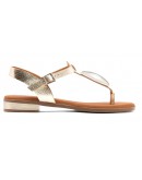 Oh My Sandals Δερμάτινα Πέδιλα Flat Χρυσά 5864
