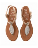 Oh My Sandals Δερμάτινα Πέδιλα Flat Χρυσά 5864