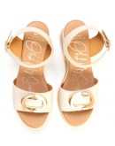 Oh My Sandals Δερμάτινες Πλατφόρμες Εκρού 5984