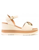 Oh My Sandals Δερμάτινες Πλατφόρμες Εκρού 5984