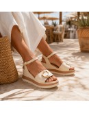 Oh My Sandals Δερμάτινες Πλατφόρμες Εκρού 5984