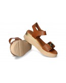 Oh My Sandals Δερμάτινες Πλατφόρμες Καφέ 5672