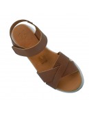Oh My Sandals Δερμάτινες Πλατφόρμες Καφέ 5944