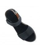 Oh My Sandals Δερμάτινες Πλατφόρμες Μαύρες 5942