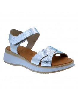 Oh My Sandals Δερμάτινες Πλατφόρμες Πλατινέ 5944