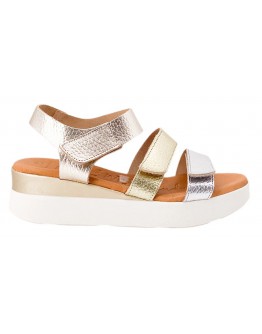 Oh My Sandals Δερμάτινες Πλατφόρμες Gold Mix 5674