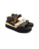 Oh My Sandals Δερμάτινες Πλατφόρμες Μαύρες 5674