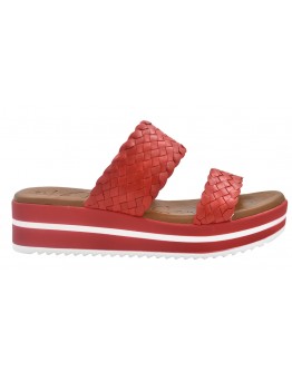 Πλατφόρμες δερμάτινες κόκκινες Oh my sandals 5003