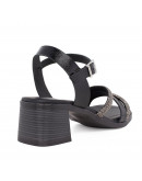 Oh My Sandals Δερμάτινα Πέδιλα Μαύρα Με Strass 5614