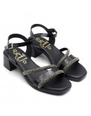 Oh My Sandals Δερμάτινα Πέδιλα Μαύρα Με Strass 5614