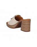Oh My Sandals Δερμάτινα Πέδιλα Mule Εκρού - Ταμπά 5631