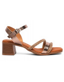 Oh My Sandals Δερμάτινα Πέδιλα Πλατινέ Με Strass 5614