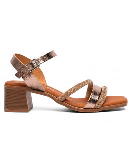 Oh My Sandals Δερμάτινα Πέδιλα Πλατινέ Με Strass 5614
