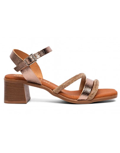 Oh My Sandals Δερμάτινα Πέδιλα Πλατινέ Με Strass 5614