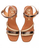 Oh My Sandals Δερμάτινα Πέδιλα Πλατινέ Με Strass 5614