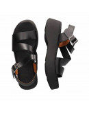 Oh My Sandals Δερμάτινες Πλατφόρμες Μαύρες 5685