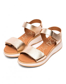 Oh My Sandals Δερμάτινες Πλατφόρμες Πλατινέ 5660
