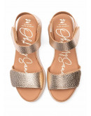 Oh My Sandals Δερμάτινες Πλατφόρμες Πλατινέ 5660