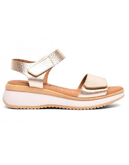 Oh My Sandals Δερμάτινες Πλατφόρμες Πλατινέ 5660