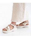 Oh My Sandals Δερμάτινες Πλατφόρμες Πλατινέ 5685
