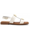 Oh My Sandals Δερμάτινα Πέδιλα Φλατ Άσπρα 5359