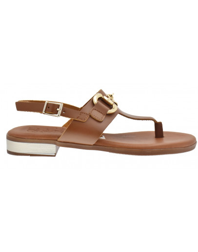 Oh My Sandals Δερμάτινα Πέδιλα Φλατ Ταμπά  5334