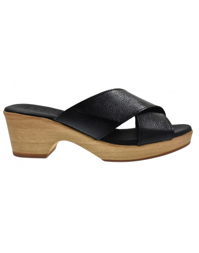 Oh My Sandals Δερμάτινα Πέδιλα Mule Μαύρα 5374