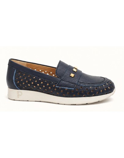 Pitillos Δερμάτινα Loafers Μπλε με Τρουκς 11103