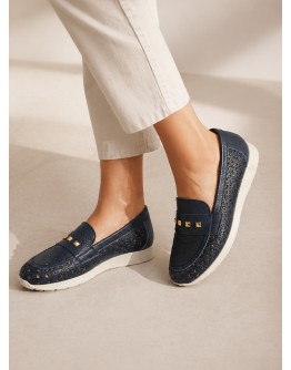 Pitillos Δερμάτινα Loafers Μπλε με Τρουκς 11103