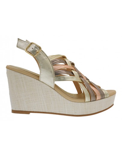 Pitillos Δερμάτινες Πλατφόρμες Gold Mix 30205