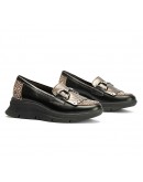 Pitillos Δερμάτινα Loafers Μαύρα - Leopard 10753