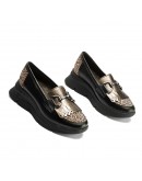Pitillos Δερμάτινα Loafers Μαύρα - Leopard 10753