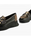 Pitillos Δερμάτινα Loafers Μαύρα - Leopard 10753