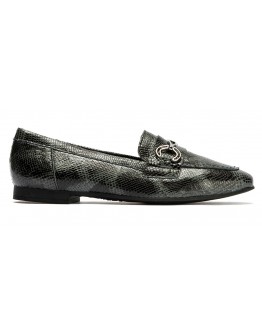 Pitillos Δερμάτινα Loafers Μαύρα  Snake Print 10871
