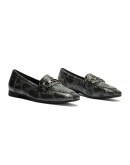 Pitillos Δερμάτινα Loafers Μαύρα  Snake Print 10871