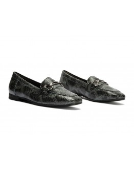 Pitillos Δερμάτινα Loafers Μαύρα  Snake Print 10871