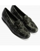 Pitillos Δερμάτινα Loafers Μαύρα  Snake Print 10871