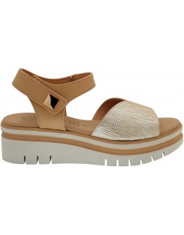 La Repo Δερμάτινες Πλατφόρμες Camel με Ασημί 54247