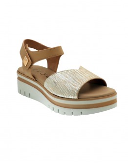 La Repo Δερμάτινες Πλατφόρμες Camel με Ασημί 54247