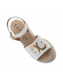 La Repo Δερμάτινες Πλατφόρμες Λευκές-Χρυσό 12200